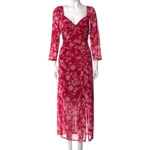 House of Harlow 1960 Red‎ and White Floral Long Sleeve Dress
